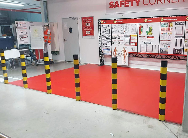 señalización de safety corner en fábricas