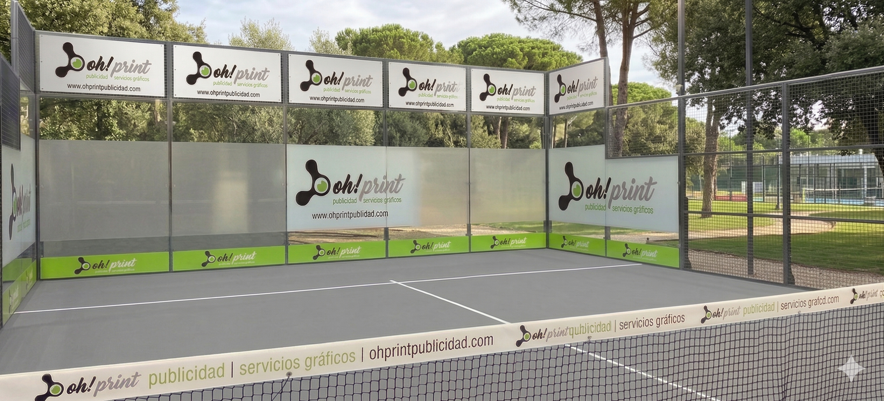 Lona publicitaria cubre red padel